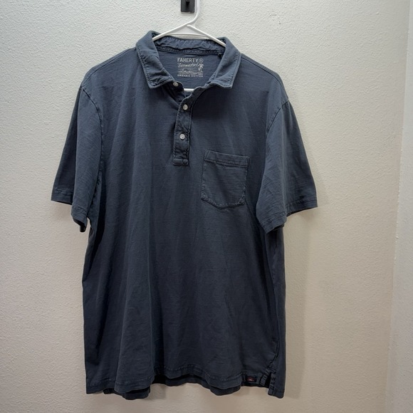 Faherty Other - Faherty Men's 100% Organic Cotton Sun Washed Blue Short Sleeve Polo Shirt Sz XL